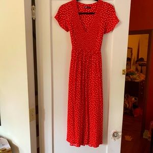 zara red and black polka dot dress